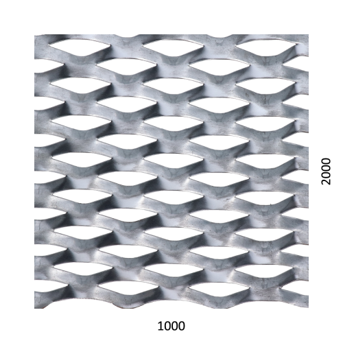 Tahokov Fe kosočtvercové oko: 62x25 mm, můstek: 9 mm (2000x1000x1,5 mm)